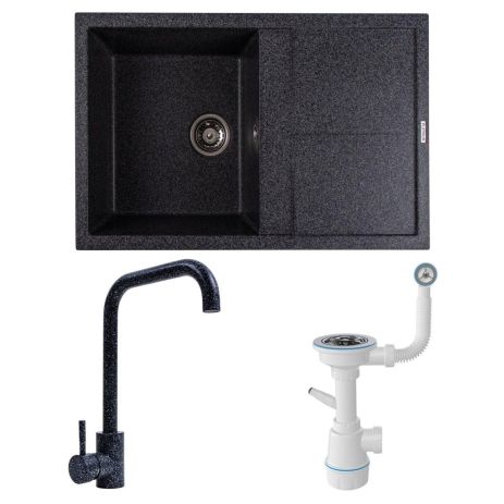 Набір: Мийка SELENA 7950 графіт + Змішувач NS02A графіт + Сифон 1041 Набір: Мийка SELENA 7950 графіт + Змішувач NS02A графіт + Сифон 1041