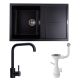 Гранітна мийка SELENA (чорна) + сифон 1041 + змішувач BG77 (чорний) (7950)