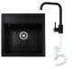 VALESO 5149 (Black) Granite Kitchen Sink + 1041 Siphon + Black BG77 Faucet