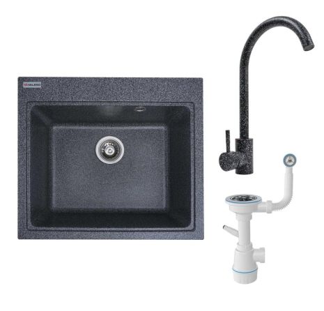 Комплект для кухні: Мийка VESTA 5852 графіт + Змішувач 56 B NESP графіт + Сифон 1041