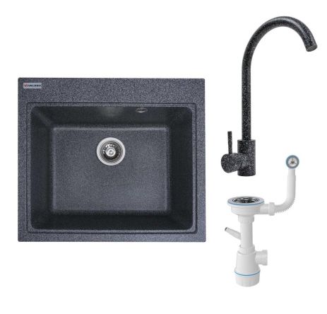 Комплект для кухні: Мийка VESTA 5852 графіт + Змішувач 56 B NESP графіт + Сифон 1041