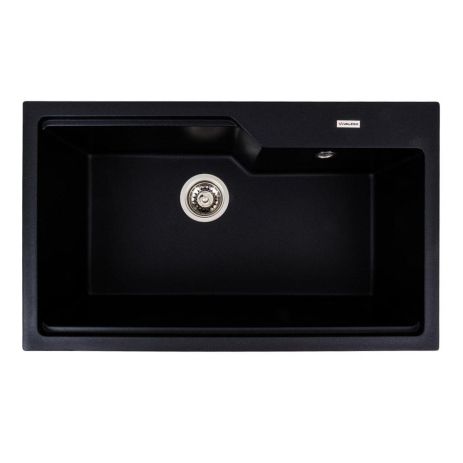 Кухонная гранитная мойка VALESO NIKA 7545, матовая, черный металлик