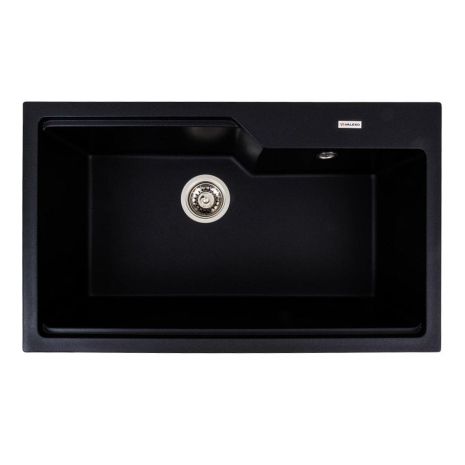 Кухонная гранитная мойка VALESO NIKA 7545, матовая, черный металлик