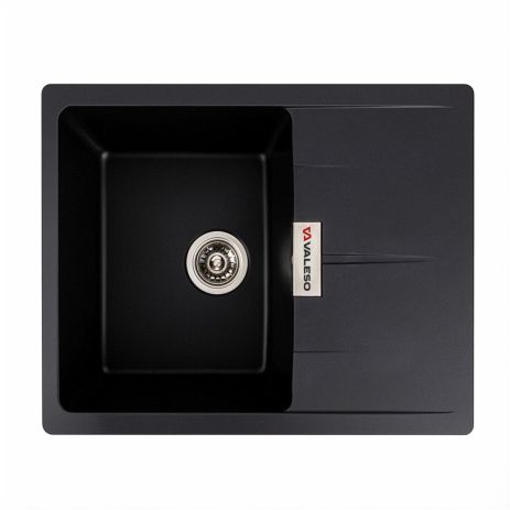 Чорна гранітна мийка для кухні VALESO ZIRKONE 6250 матова