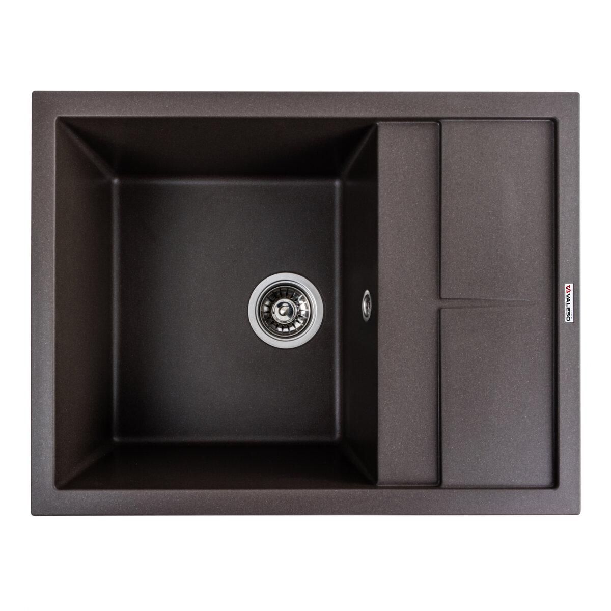 Кухонная гранитная мойка VALESO LOTOS 6550, матовая темная скала Кухонная гранитная мойка VALESO LOTOS 6550, матовая темная скала