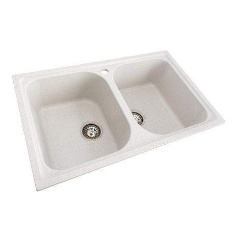 Гранитная кухонная мойка VALESO 7950 Equatoria, матовая, белая с точками
