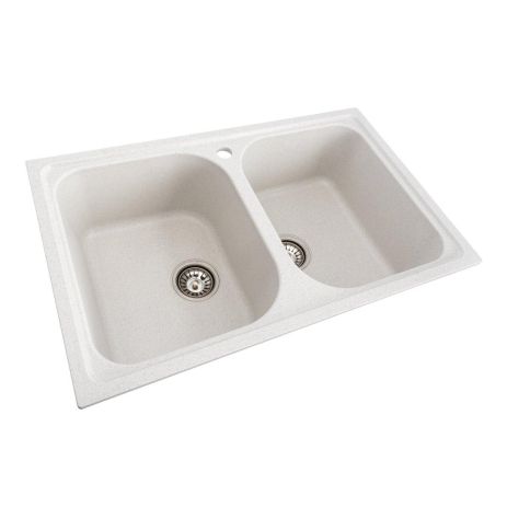 Гранитная кухонная мойка VALESO 7950 Equatoria, матовая, белая с точками Гранитная кухонная мойка VALESO 7950 Equatoria, матовая, белая с точками
