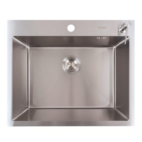 Кухонна мийка з нержавійки 60x50 Platinum Handmade з круглим сифоном