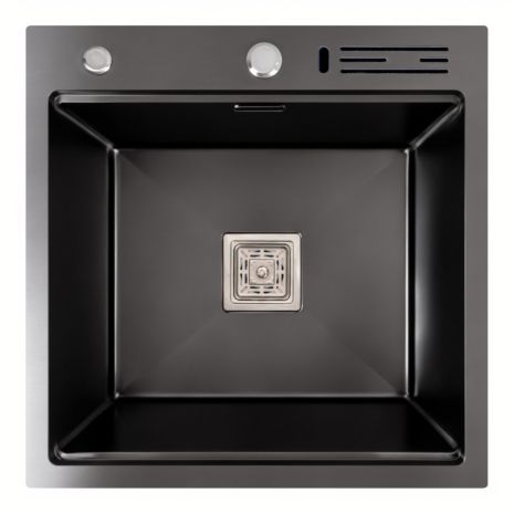 Кухонна мийка 50*50 PVD чорний Platinum Handmade з ножем