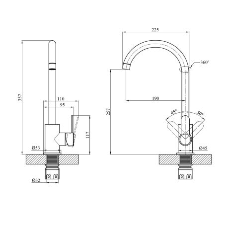 Змішувач для кухні Agua Elposo-INOX035AM Змішувач для кухні Agua Elposo-INOX035AM