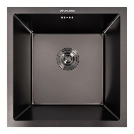 Кухонна мийка PVD чорна 44*44 VALESO Handmade монтаж під стільницю (3.0/0.8)
