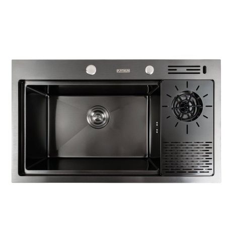 Черная кухонная мойка PVD 78*46 Platinum Handmade