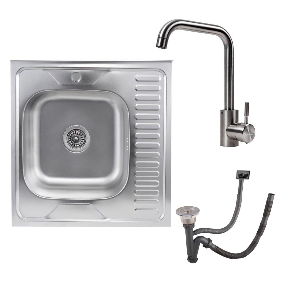 КОМПЛЕКТ мийка накладна 6060 САТИН "L" 0,7/160 TM Valeso + змішувач NS02A Valeso КОМПЛЕКТ мийка накладна 6060 САТИН "L" 0,7/160 TM Valeso + змішувач NS02A Valeso