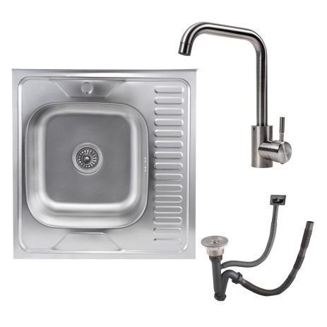 КОМПЛЕКТ мийка накладна 6060 САТИН "L" 0,7/160 TM Valeso + змішувач NS02A Valeso КОМПЛЕКТ мийка накладна 6060 САТИН "L" 0,7/160 TM Valeso + змішувач NS02A Valeso