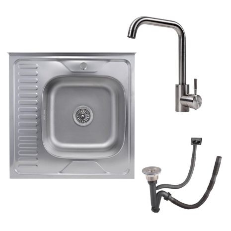 КОМПЛЕКТ мийка накладна 6060 САТИН "R" 0,7/160 TM Valeso + змішувач NS02A Valeso