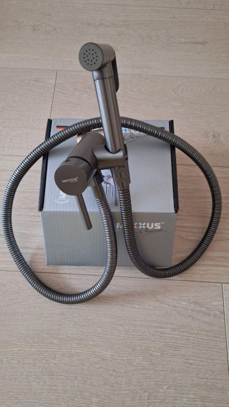 Змішувач для гігієнічного душу MIX Premium Hans 002-A Inner Graphite з лійкою (графіт)