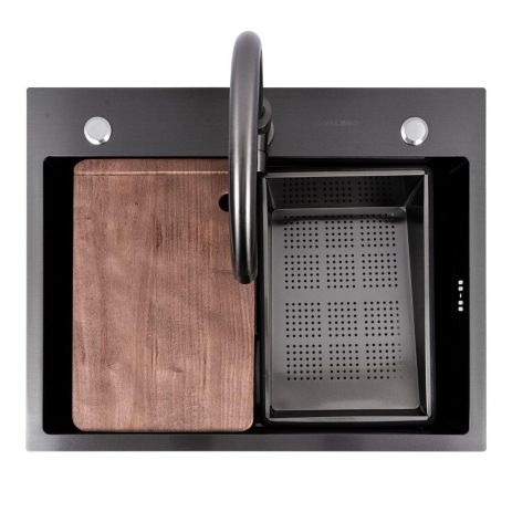 CM 64*50B Кухонна мийка PVD чорна (Work station) Valeso Handmade