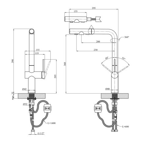 Змішувач для кухні Kroner KRP Kuche — SCH03839