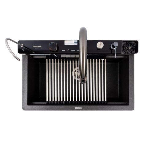 Гранитная кухонная мойка 7546 EVANORA матовая (морион), VALESO