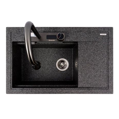 Встраиваемая гранитная мойка VALESO ATRUM 7950, матовая, Графит
