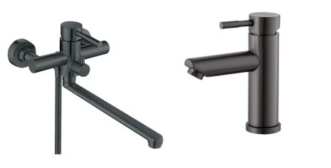Набор 2 в 1 смесителей для ванной из нержавейки Mixxus SUS 006 Графит + Mixxus SUS 001 A Графит Набор 2 в 1 смесителей для ванной из нержавейки Mixxus SUS 006 Графит + Mixxus SUS 001 A Графит