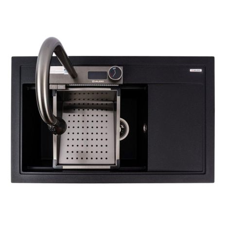 Гранитная кухонная мойка VALESO ATRUM 7950, матовая, черный металлик