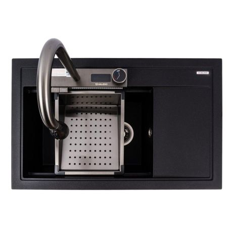 Гранитная кухонная мойка VALESO ATRUM 7950, матовая, черный металлик Гранитная кухонная мойка VALESO ATRUM 7950, матовая, черный металлик