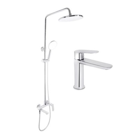 Акционный набор для душевой комнаты Qtap Evia Смеситель для раковины QTEVI2701CRM47576 Chrome+Qtap Evia Акционный набор для душевой комнаты Qtap Evia Смеситель для раковины QTEVI2701CRM47576 Chrome+Qtap Evia