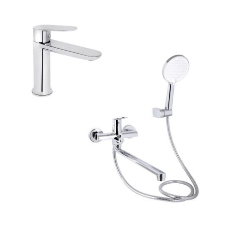 Акционный набор для Ванной комнаты Qtap Evia Смеситель для раковины QTEVI2701CRM47576 Chrome+Qtap Evia