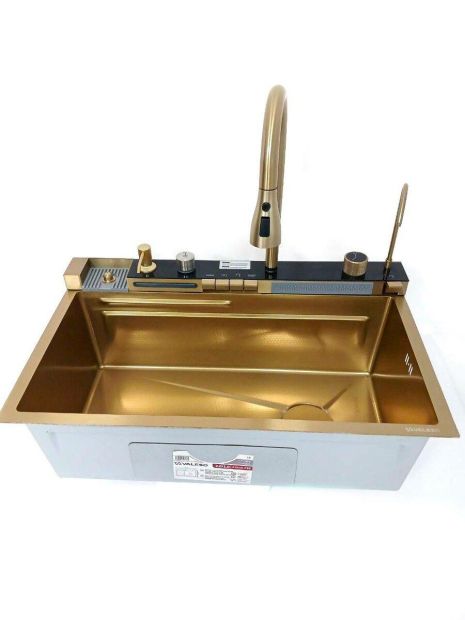 75*45 Мийка PVD Gold Valeso Handmade "Водоспад" (ДЕКОР)