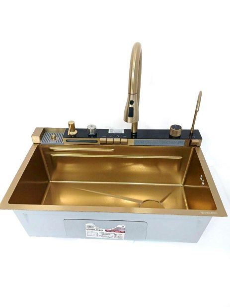 75*45 Мийка PVD Gold Valeso Handmade "Водоспад" (ДЕКОР)