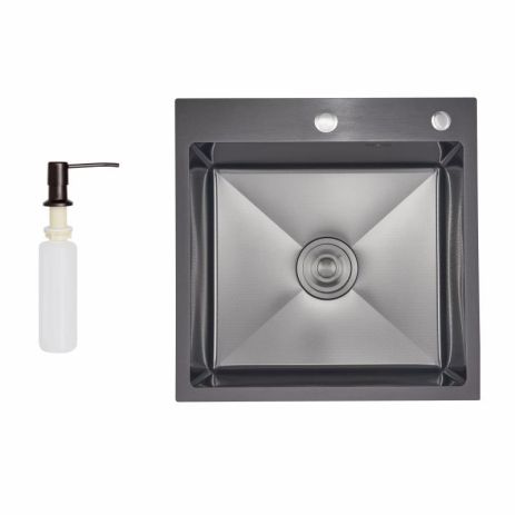 Lidz Handmade H5050HB Мийка для кухні інтегрована Decor Black PVD Honeycomb 2,5/0,5 мм LDH5050BDECPVD48369