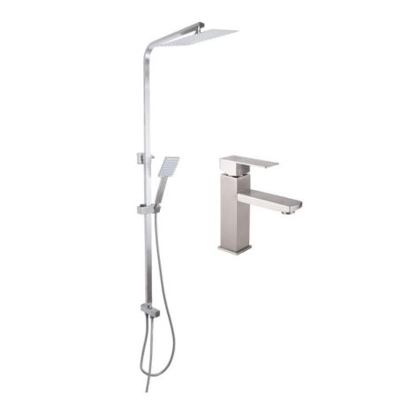 Акционный набор: Lidz Kubis 001F Смеситель для раковины (k35) Nickel + Lidz Kubis 1120 Душевая стойка универсальная на два Акционный набор: Lidz Kubis 001F Смеситель для раковины (k35) Nickel + Lidz Kubis 1120 Душевая стойка универсальная на два