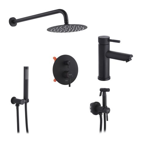 Набор 3 в 1 душевая система скрытого монтажа Kroner Edelstahl Klassisch-SCH082 + смеситель Edelstahl Klassisch-SCH010 + смеситель