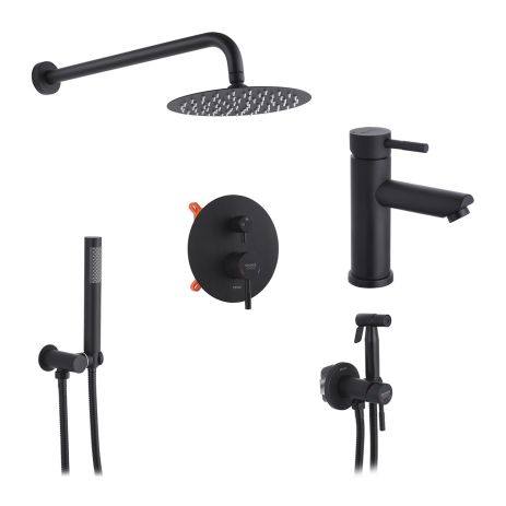 Набор 3 в 1 душевая система скрытого монтажа Kroner Edelstahl Klassisch-SCH082 + смеситель Edelstahl Klassisch-SCH010 + смеситель