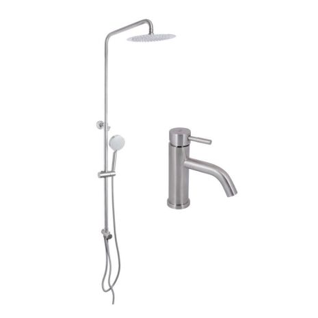 Акционный набор: Lidz Aria 0011F Смеситель для раковины (k35) Nickel + Lidz Aria 1120 Душевая стойка универсальная на два Акционный набор: Lidz Aria 0011F Смеситель для раковины (k35) Nickel + Lidz Aria 1120 Душевая стойка универсальная на два