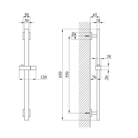 Штанга для душу Kroner KRP Edelstahl Kubus — PVD230 Штанга для душу Kroner KRP Edelstahl Kubus — PVD230