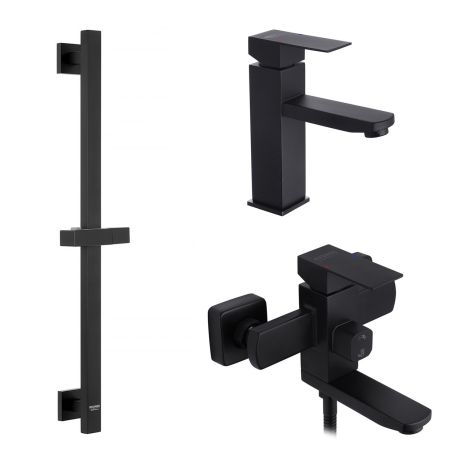 Набір змішувачів Kroner Edelstahl Kubus — SCH060 + змішувач Edelstahl Kubus — SCH010 + штанга для душу