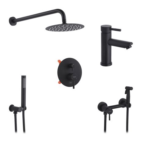 Набор 3 в 1 душевая система скрытого монтажа Kroner Edelstahl Klassisch-SCH082 + смеситель Edelstahl