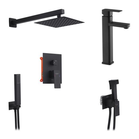 Набір 3 в 1 душова система та гігієнічний душ зі змішувавчем до чаші Kroner Edelstahl Kubus-SCH082