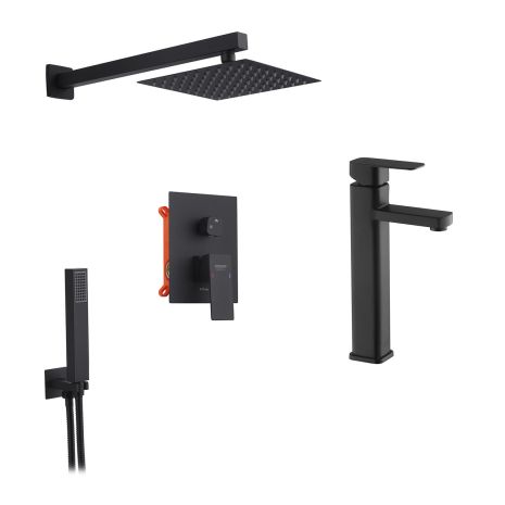 Набір 2 в 1 душова система Kroner Edelstahl Kubus-SCH082 + змішувач Edelstahl Kubus-SCH010-3