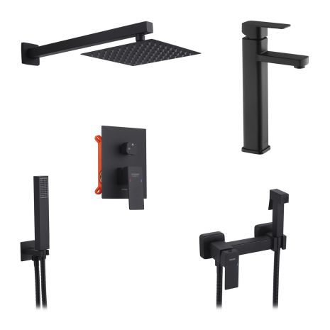 Набір 3 в 1 душова система вбудована та змішувачі Kroner Edelstahl Kubus