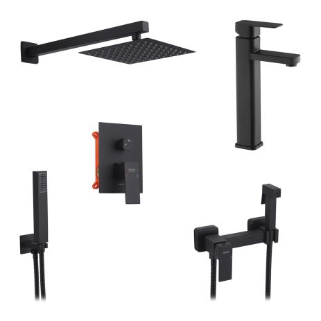 Набір 3 в 1 душова система вбудована та змішувачі Kroner Edelstahl Kubus