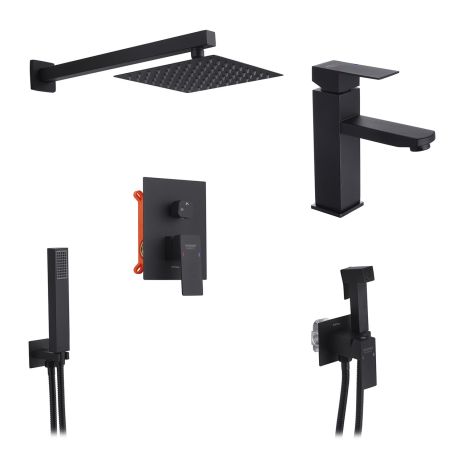 Набір 3 в 1 душова система+змішувач гігієнічного душа та раковини Kroner Edelstahl Kubus-SCH082