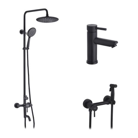 Набор 3 в 1 душевая система Kroner Edelstahl Klassisch-SCH063 + смеситель Edelstahl Klassisch-SCH010 +