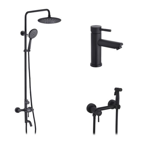 Набор 3 в 1 душевая система Kroner Edelstahl Klassisch-SCH063 + смеситель Edelstahl Klassisch-SCH010 +