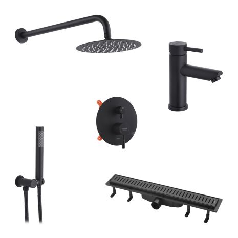 Набор 3 в 1 душевая система скрытого монтажа Kroner Edelstahl Klassisch-SCH082 + смеситель Edelstahl