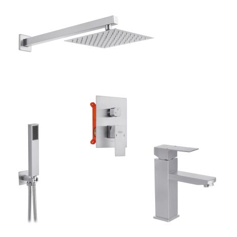 Набір 2 в 1 душова система Kroner Edelstahl Kubus-ESG082 + змішувач Edelstahl Kubus-ESG010