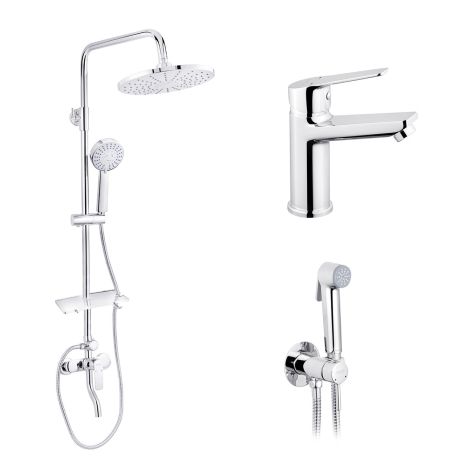 Набір 3 в 1 душова система Kroner Armada-C064K + змішувач Hagen-C010 + змішувач Bidet-C082