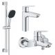 Набор смесителей 3 в 1 для ванной комнаты Grohe QuickFix Start M-Size UA202301ME